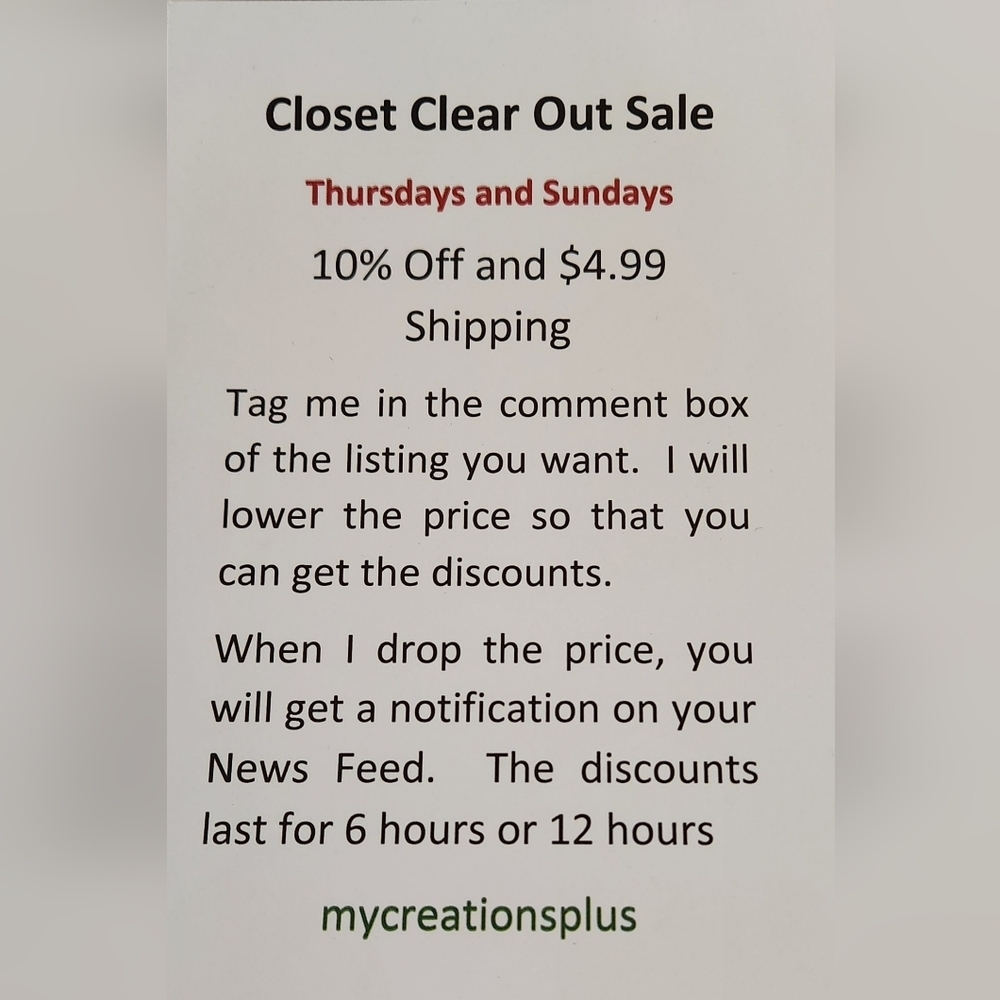Closet Clear Out - Today - SUNDAY, MAY 24, 2026